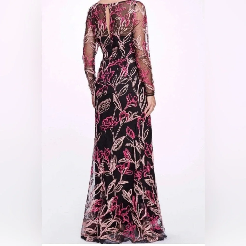 MARCHESA NOTTE***Elegant Floral Long Sleeve Maxi Dress Gown***US 6 $1295 - Picture 8 of 14